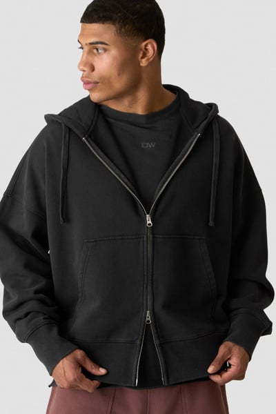 
                    Stonewashed Zipped Hoodie  Black
                    
                  