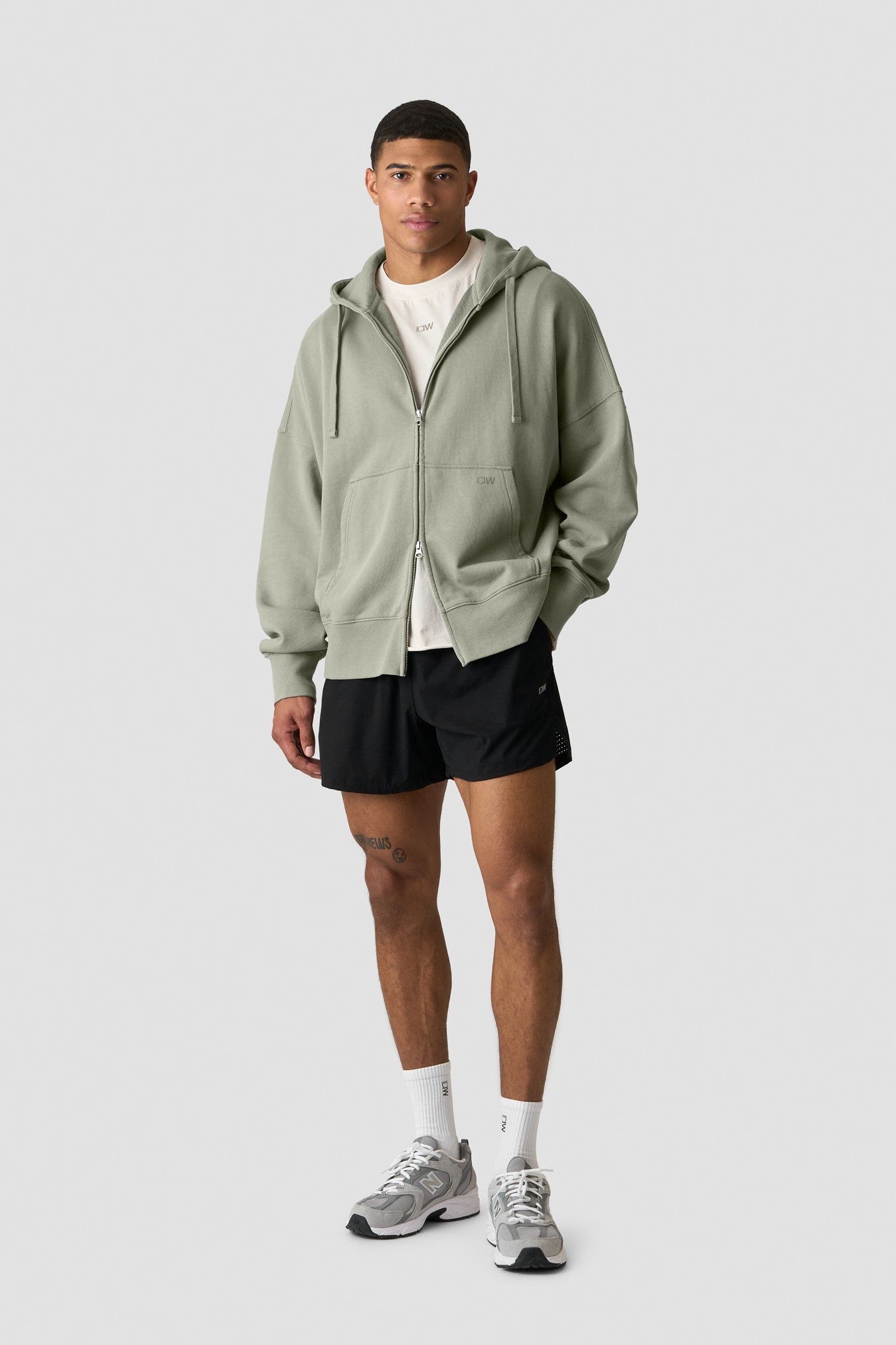 Stonewashed Zipped Hoodie  Light Khaki Green - bild 4
