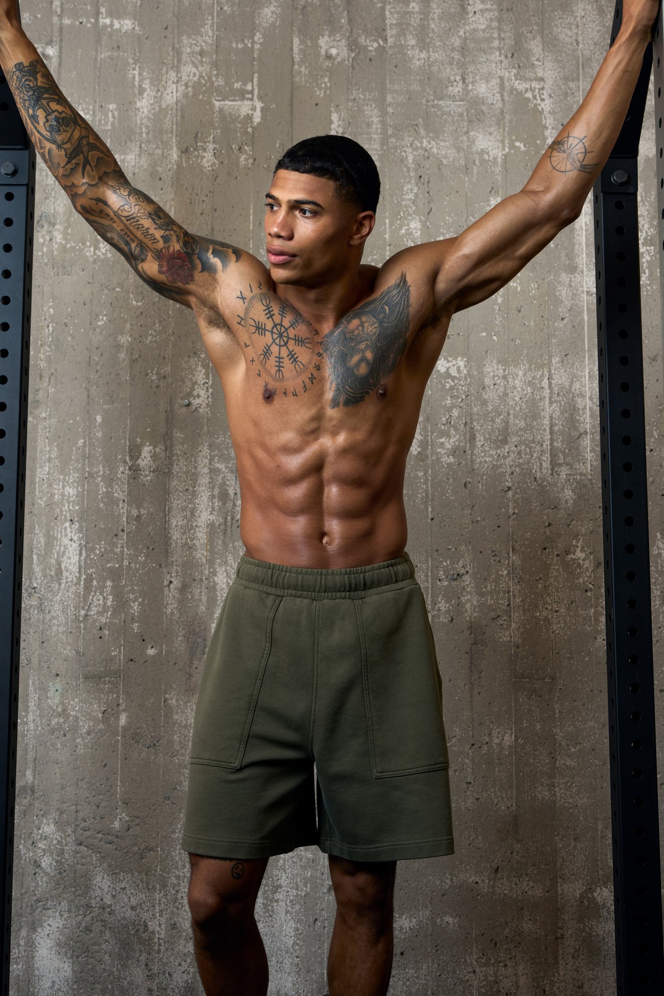 Stonewashed Sweatshorts Dark Khaki Green - bild 0