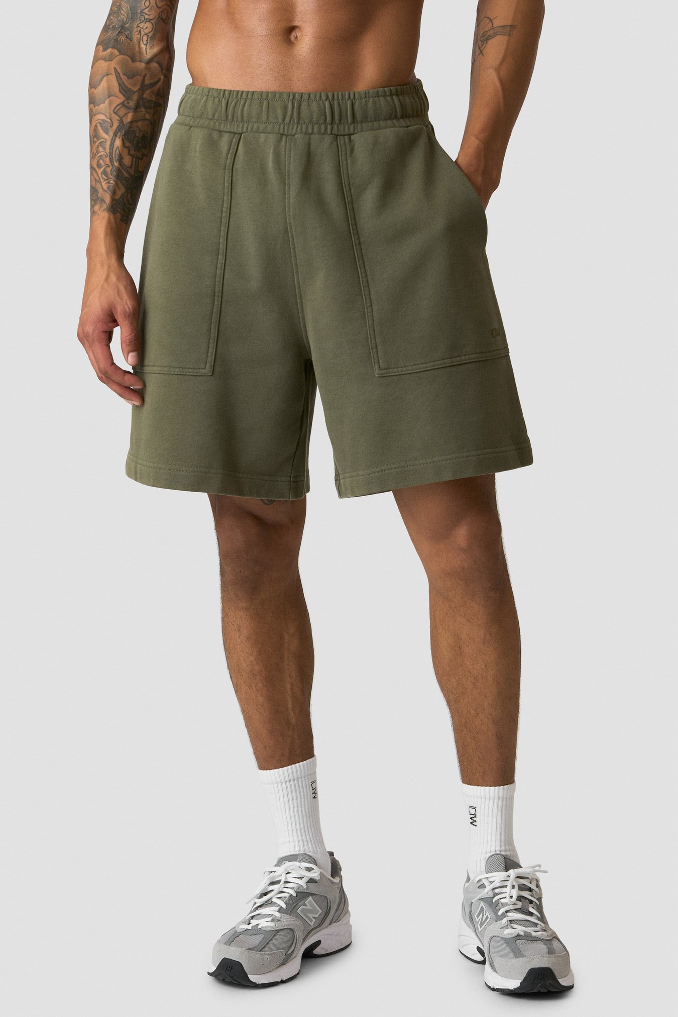 Stonewashed Sweatshorts Dark Khaki Green - bild 1