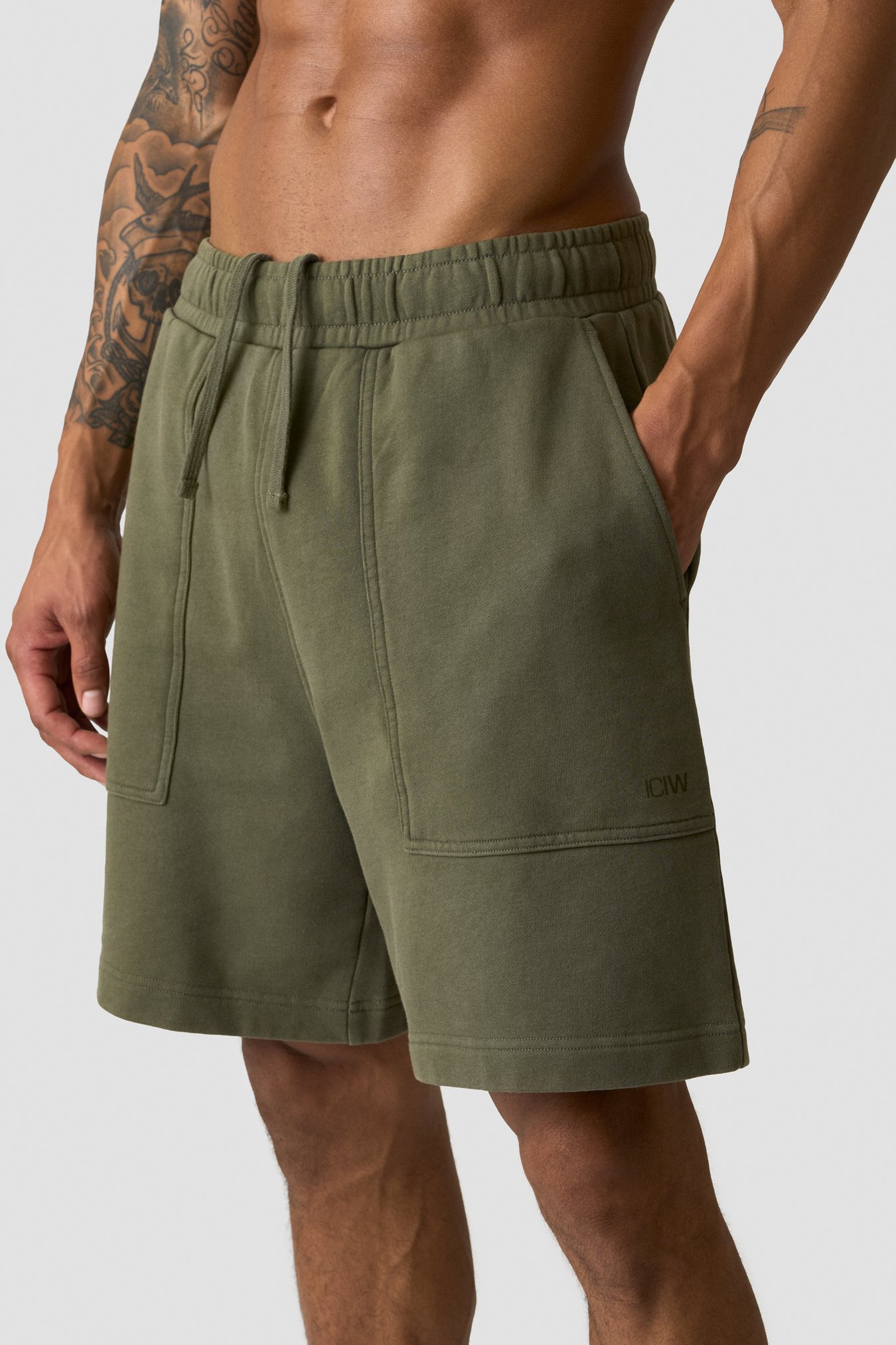 Stonewashed Sweatshorts Dark Khaki Green - bild 3
