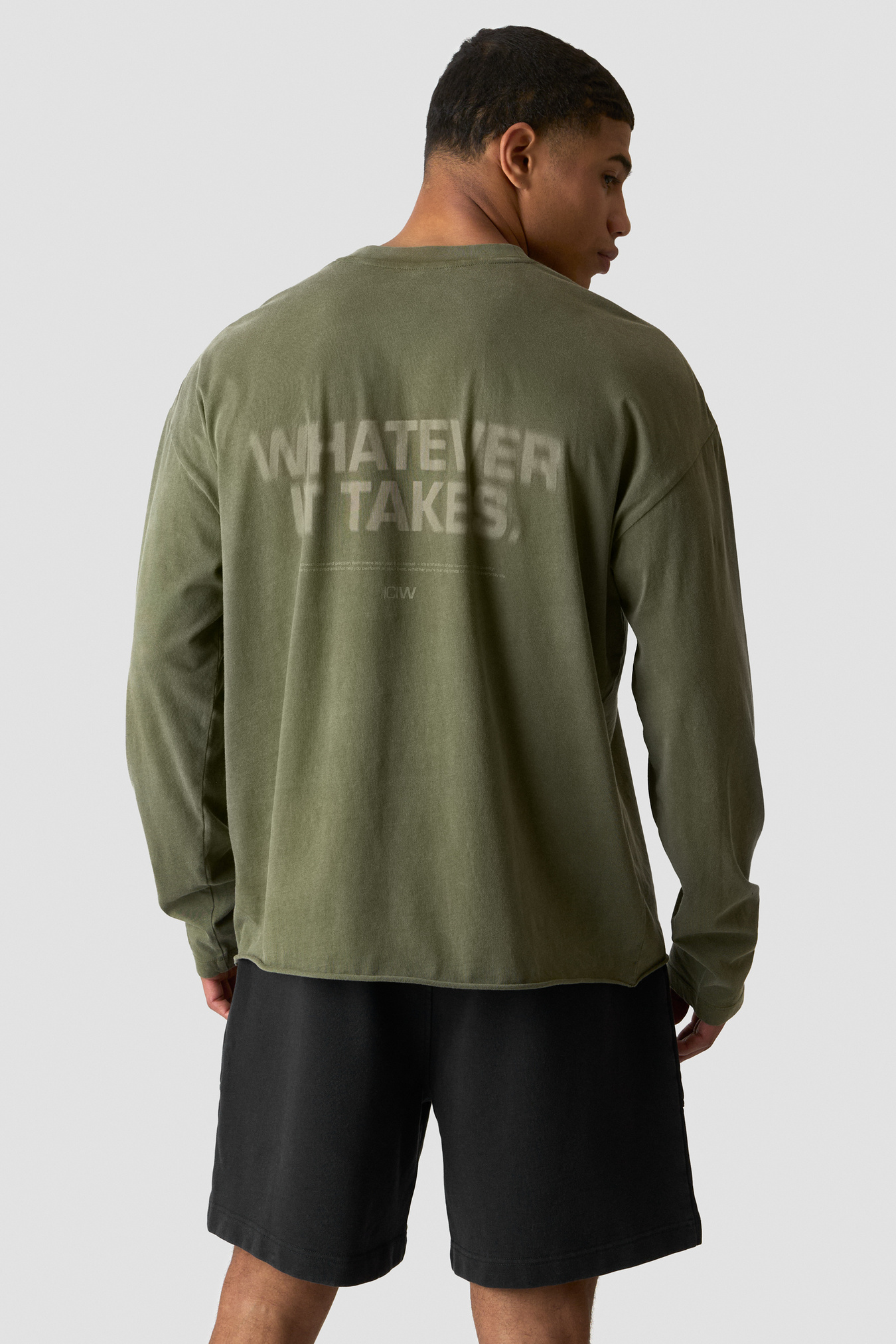 Stonewashed Long Sleeve T-shirt Print Dark Khaki Green - bild 3