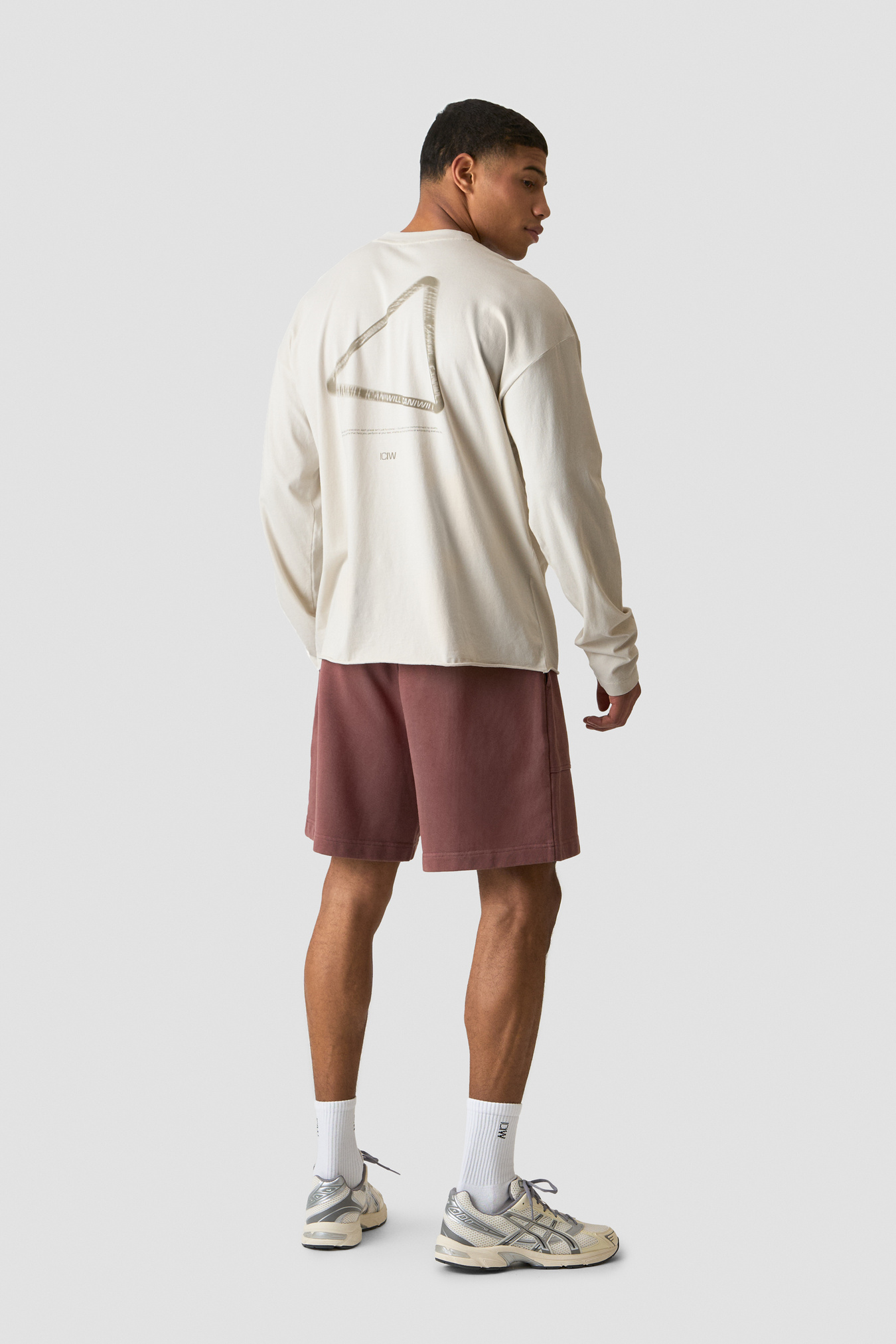 Stonewashed Long Sleeve T-shirt Print Light Beige - image 4