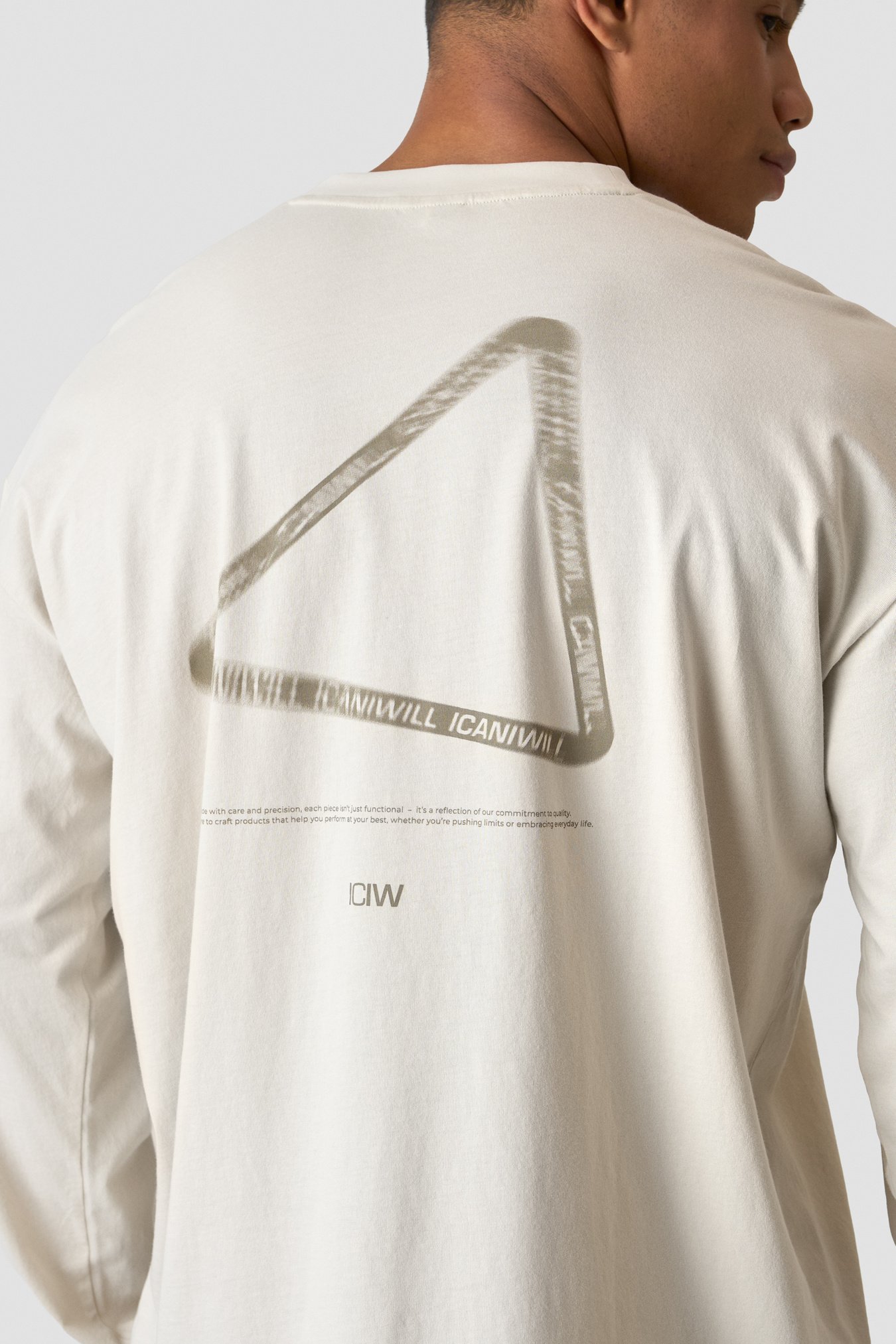 Stonewashed Long Sleeve T-shirt Print Light Beige - image 0