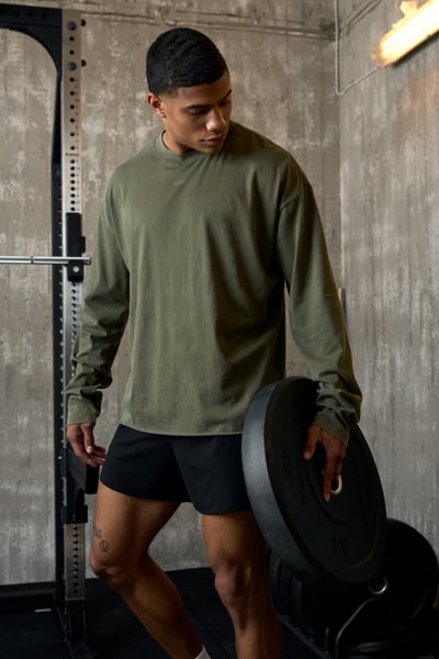 
                    Stonewashed Long Sleeve T-shirt Print Dark Khaki Green
                    
                  