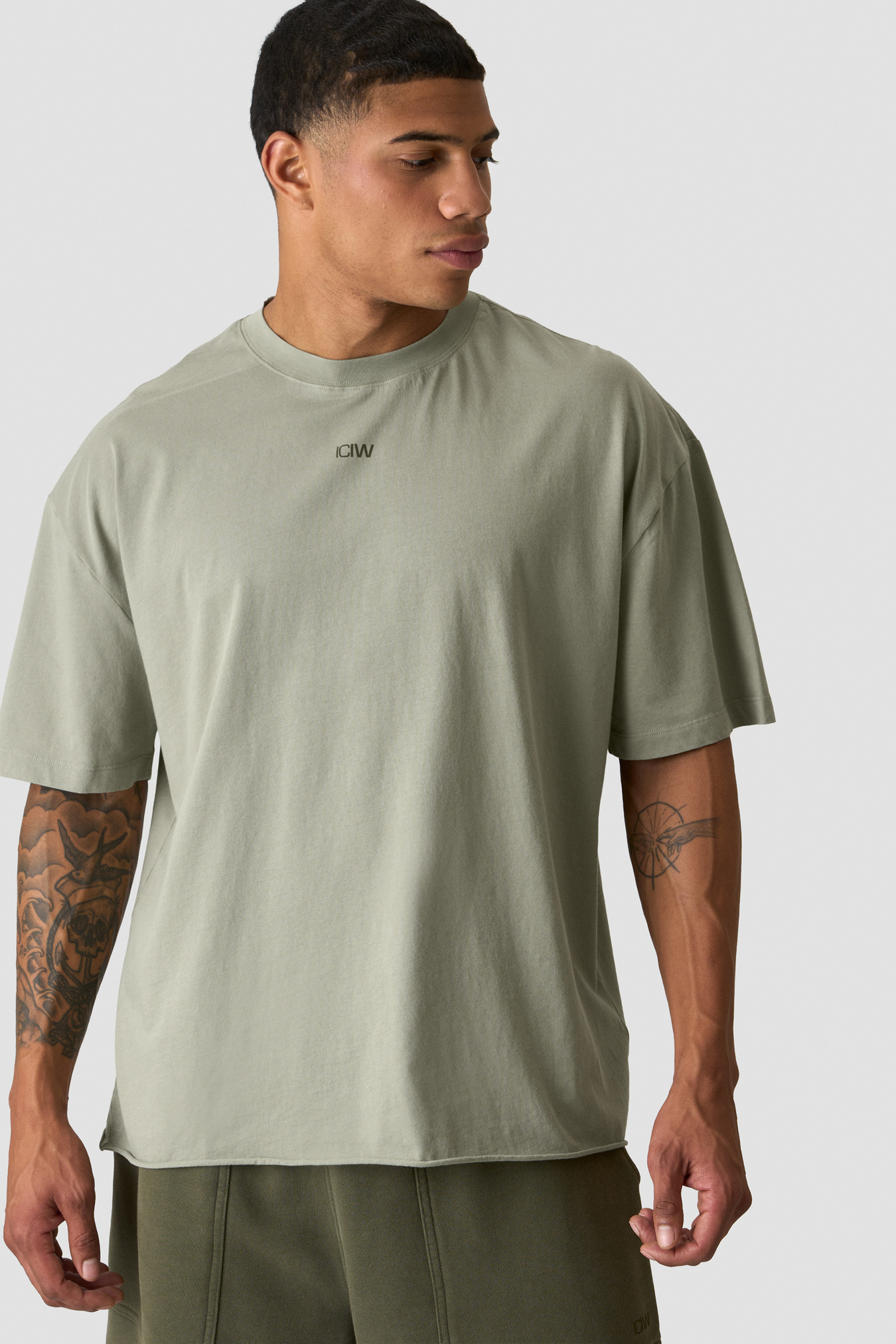 Stonewashed T-Shirt Print Light Khaki Green - bild 1