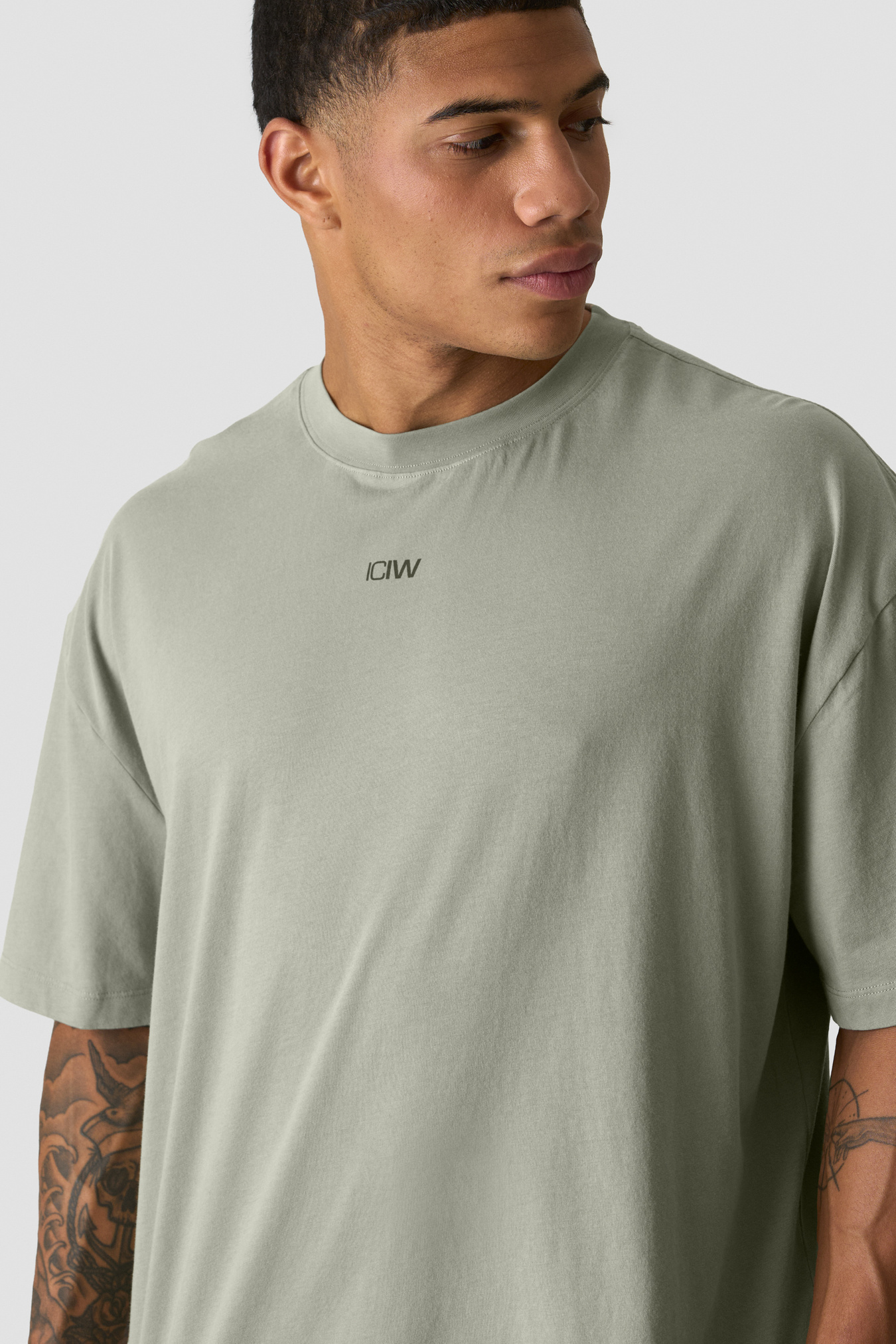 Stonewashed T-Shirt Print Light Khaki Green - bild 3