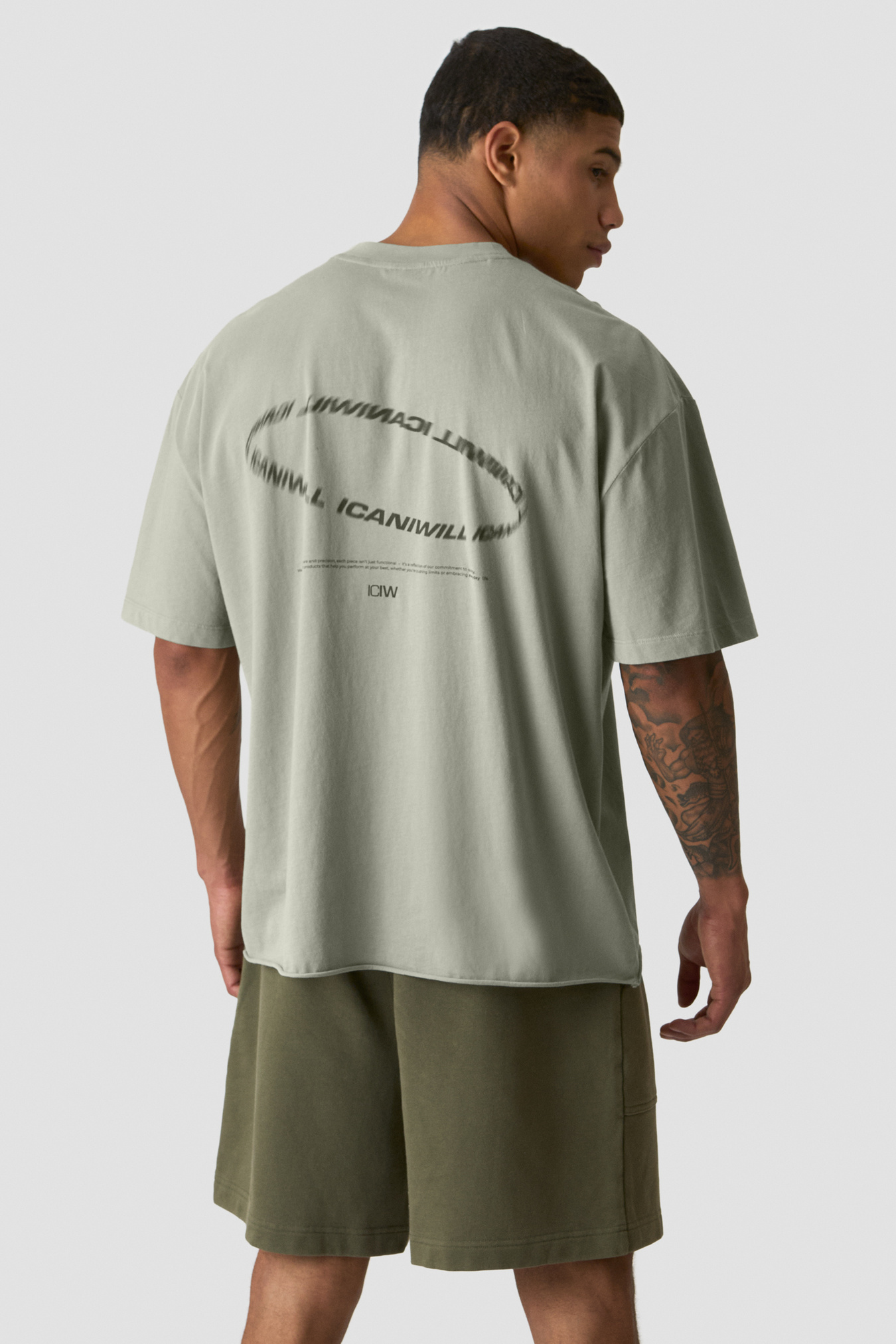 Stonewashed T-Shirt Print Light Khaki Green - bild 2