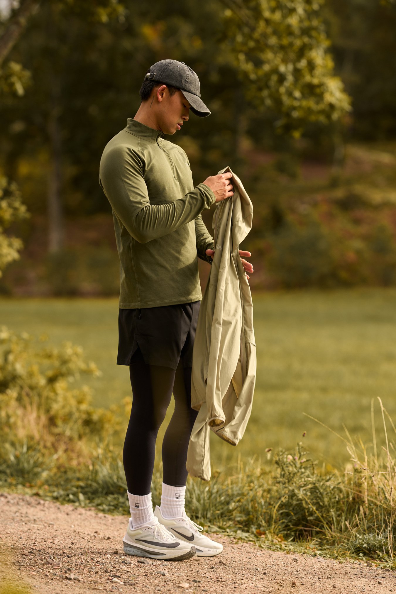 1/4 Zip Thermal Seamless Long Sleeve Dark Khaki Green - image 6