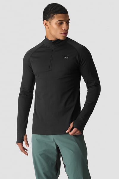 1/4 Zip Thermal Seamless Long Sleeve Black - undefined