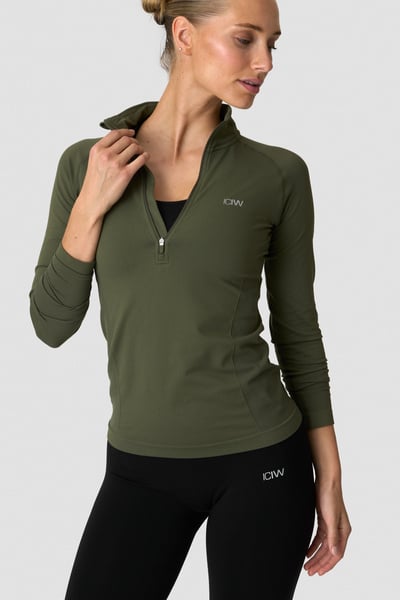 Define seamless 1/2 zip Dark Khaki Green - Vert