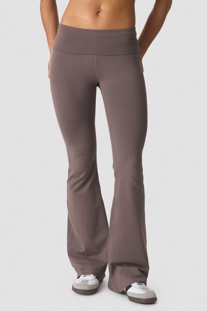 Essence Seamless Fold Over Flared Pants W Dusty Brown