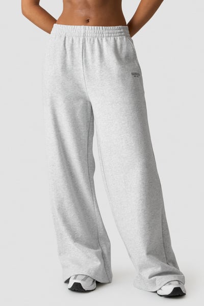 Essence Mid Waist Pants Light Grey Melange - undefined