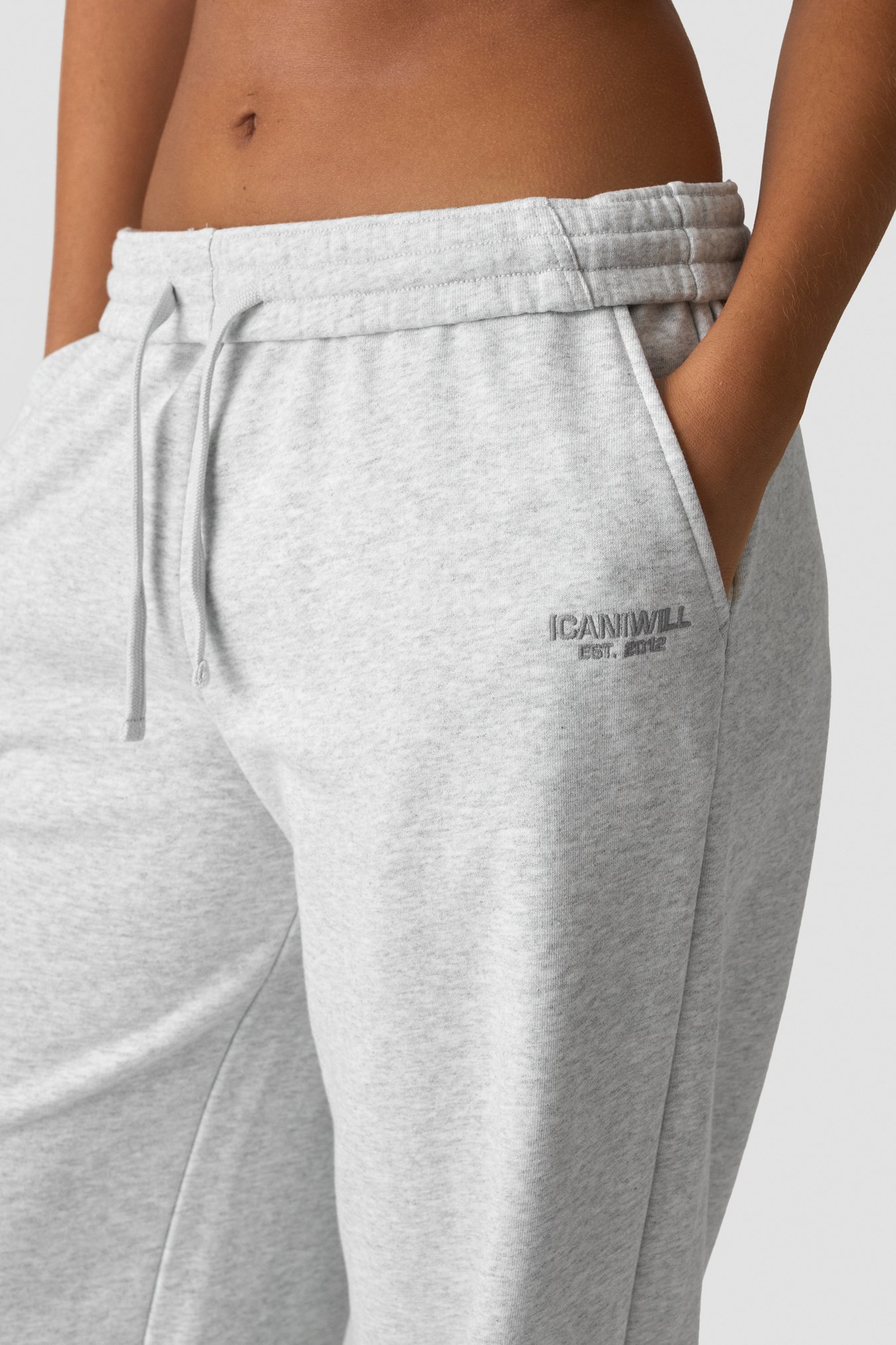 Essence Mid Waist Pants Light Grey Melange - image 3