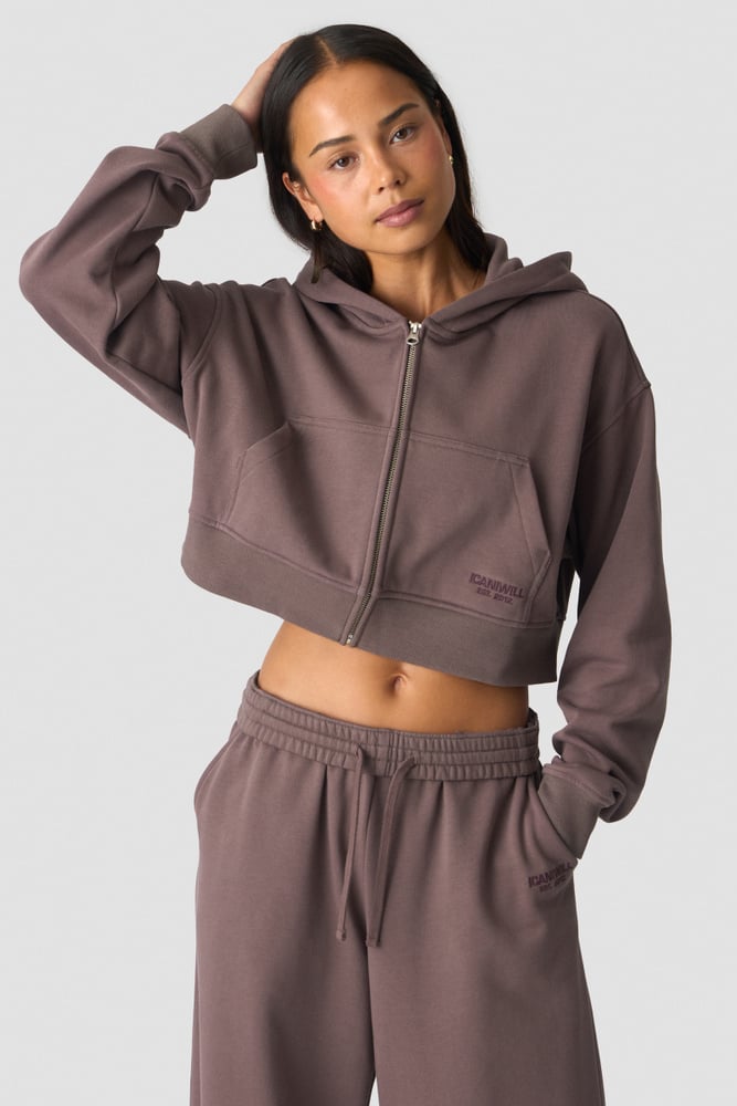 Essence Cropped Hoodie Dusty Brown