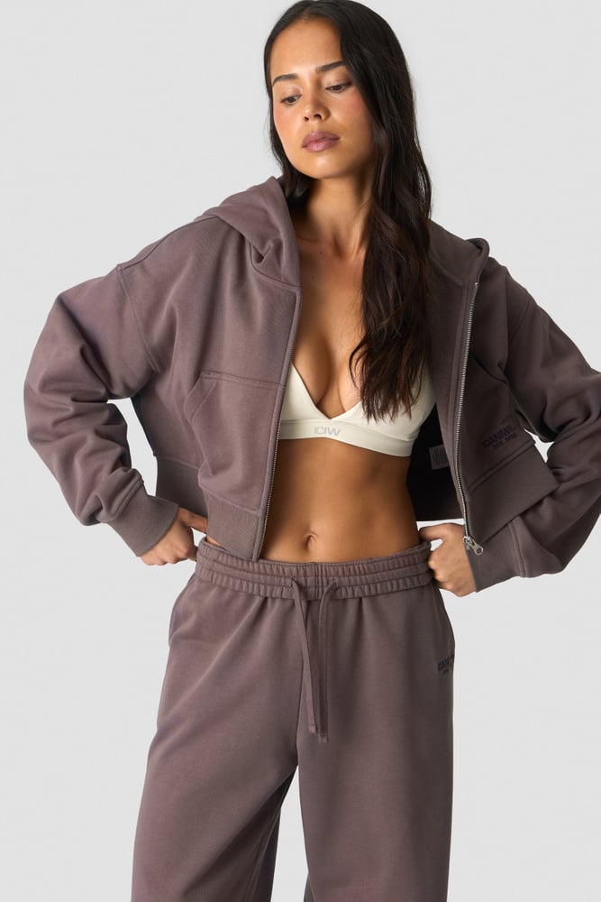 Essence Cropped Hoodie Dusty Brown