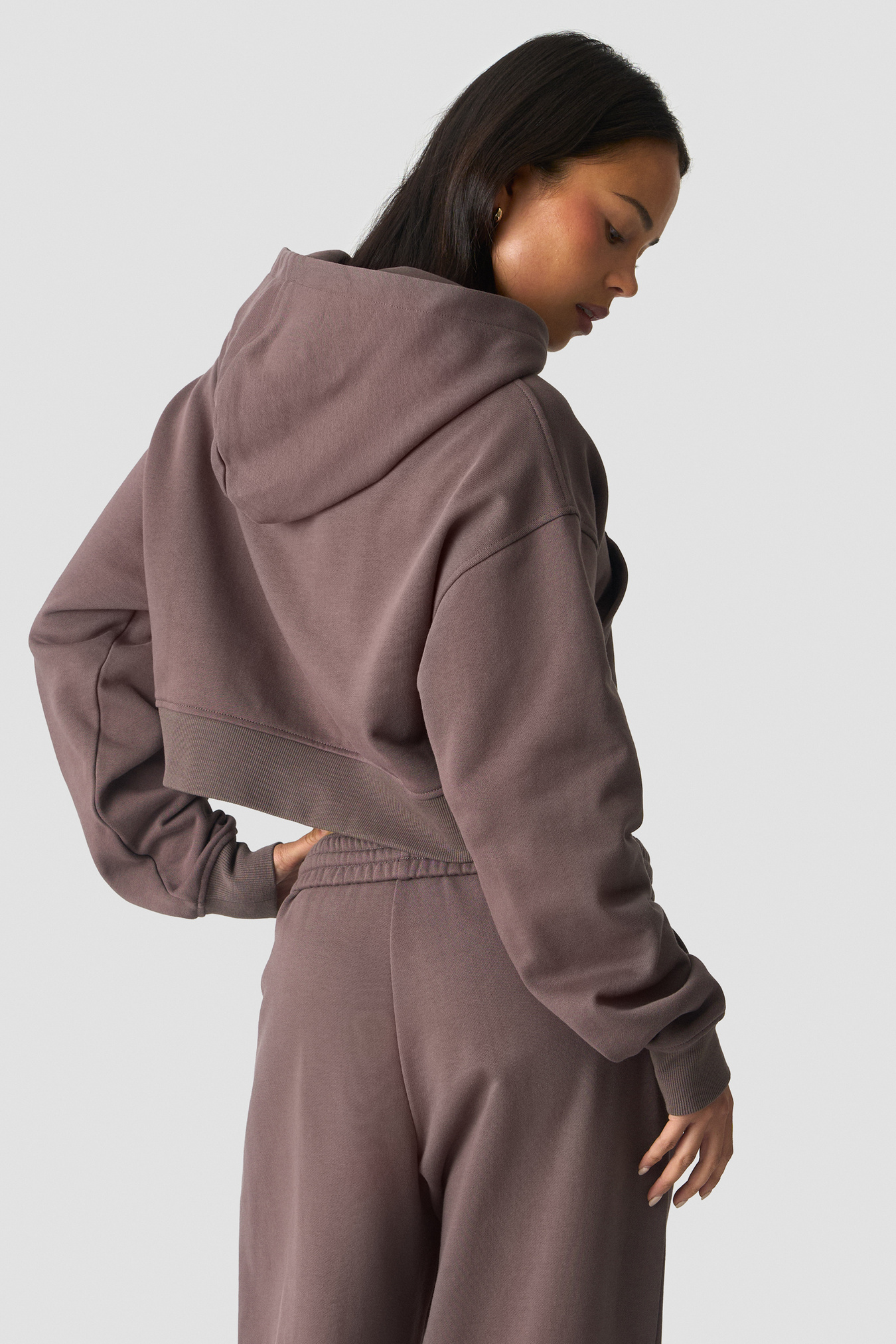 Essence Cropped Hoodie Dusty Brown - image 3