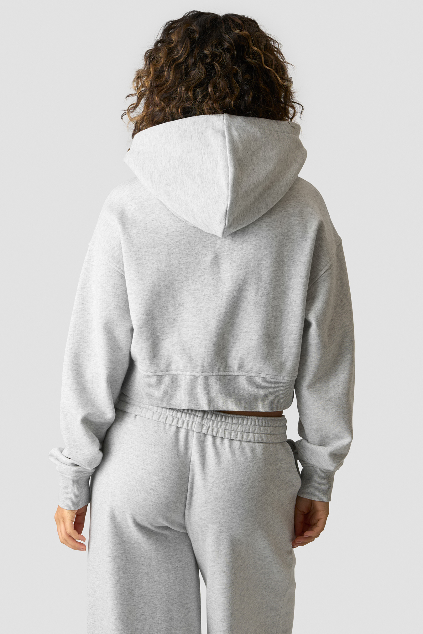 Essence Cropped Hoodie W Light Grey Melange - image 4