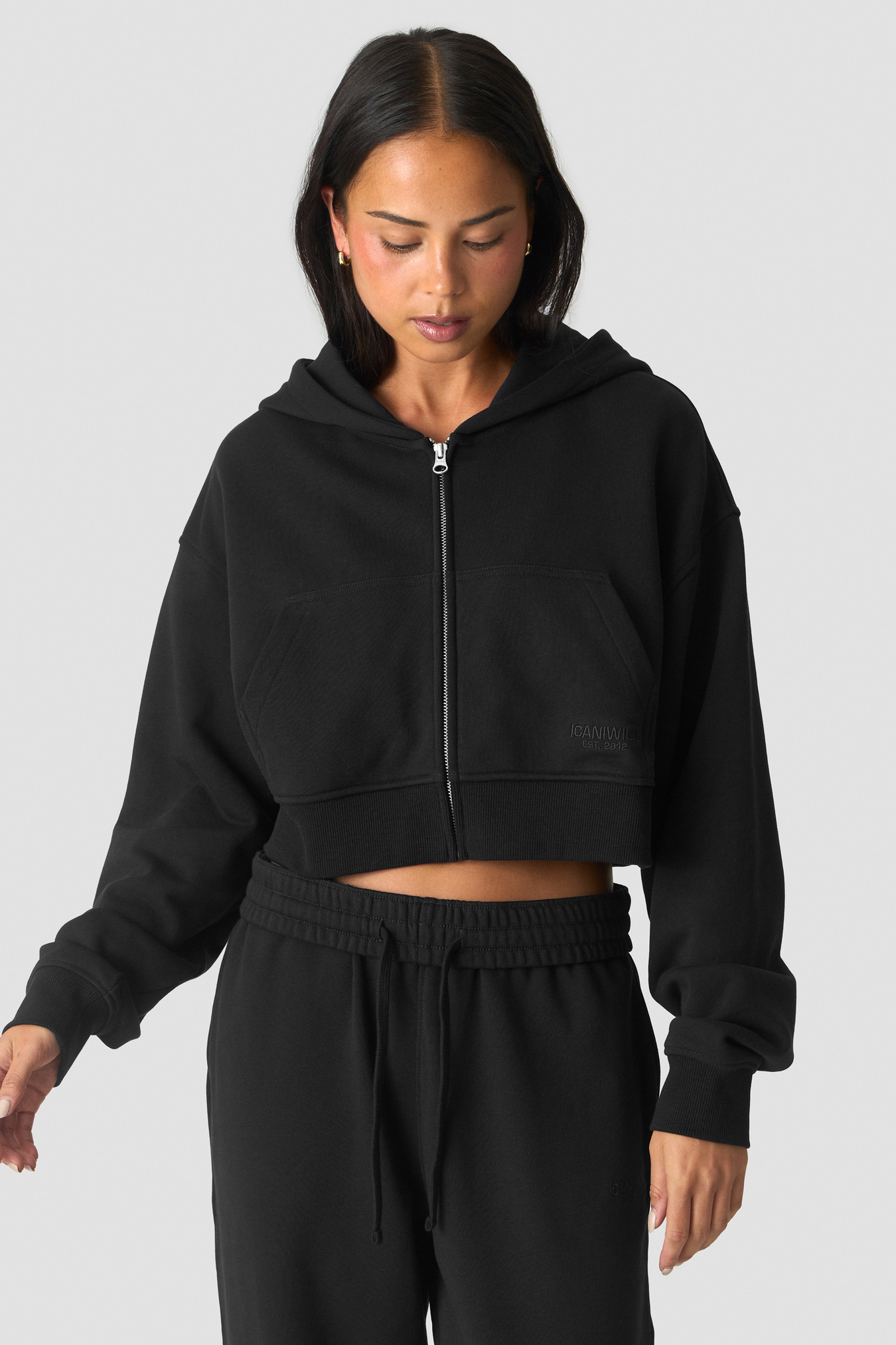 Essence Cropped Hoodie Black - image 1