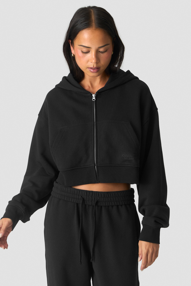 Essence Cropped Hoodie Black