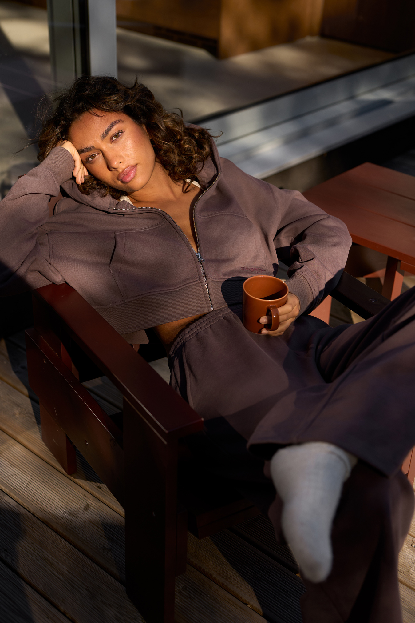 Essence Cropped Hoodie Dusty Brown - image 6