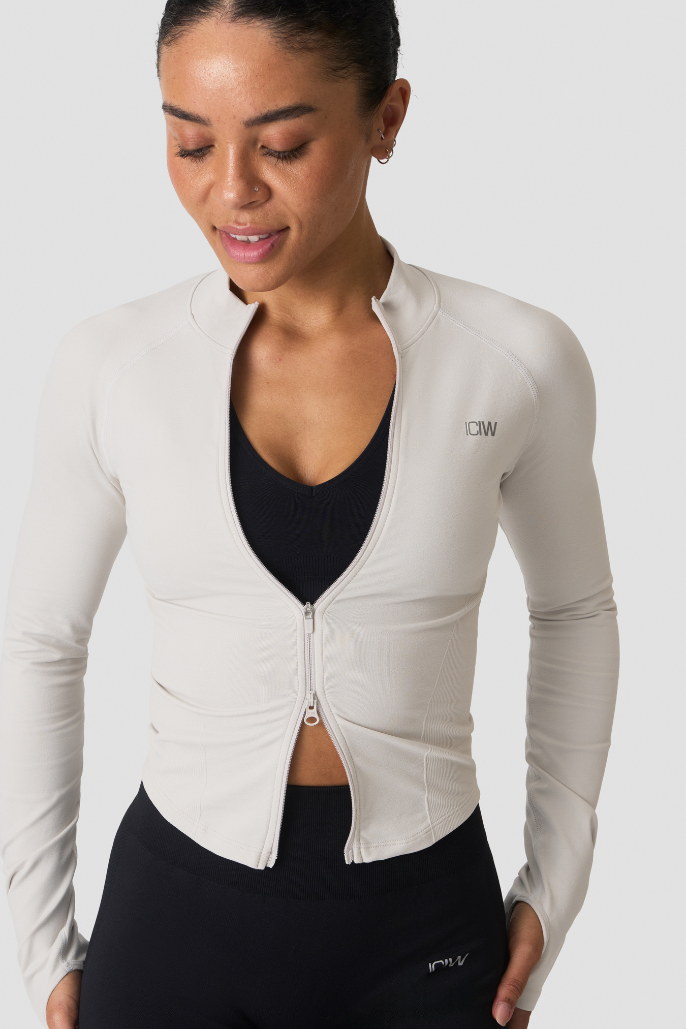 Sculpt Seamless 2-Way Zip LS Light Dusty Beige - bilde 3
