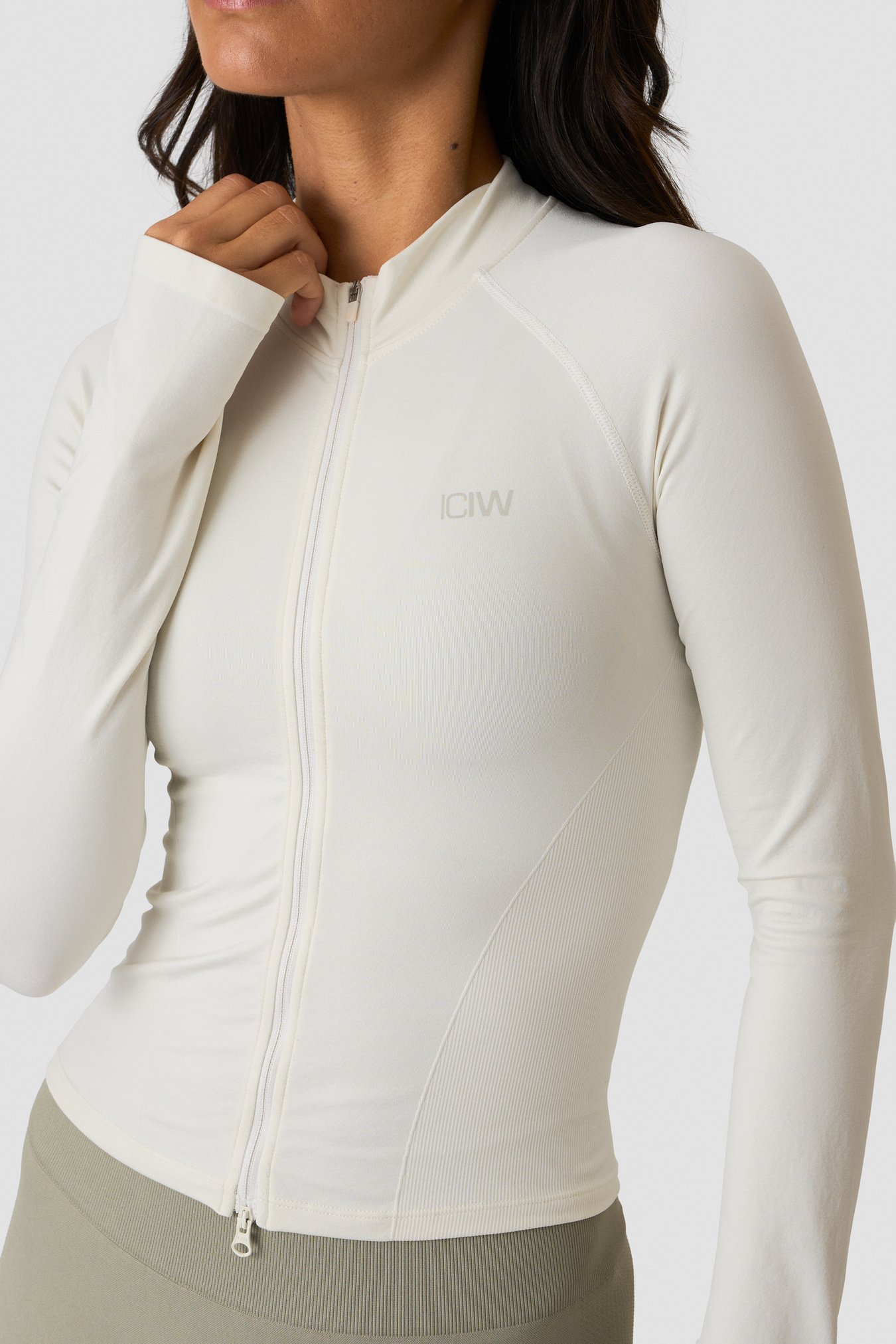 Sculpt Seamless 2-Way Zip LS Ivory - image 4