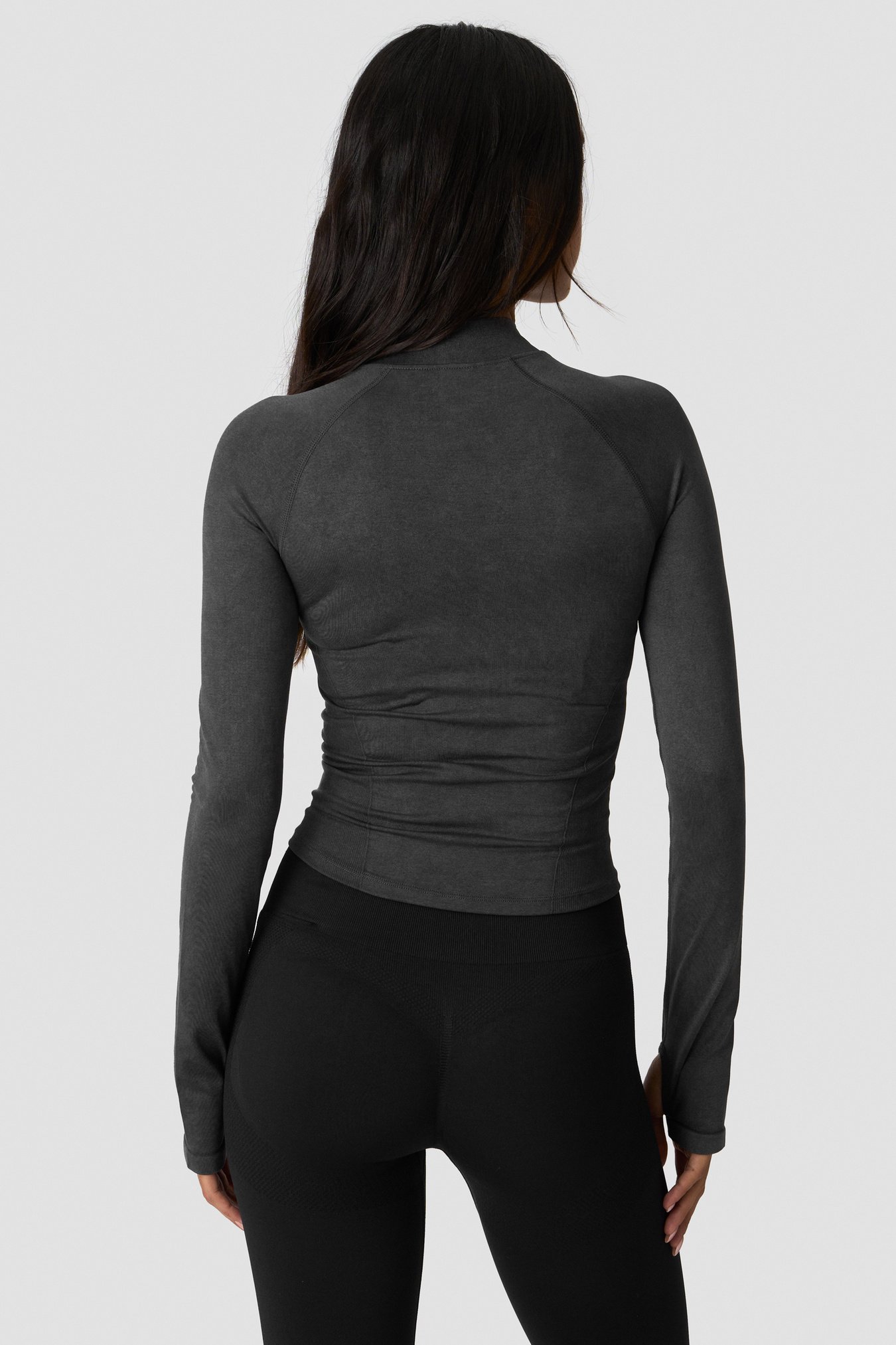 Sculpt Seamless 2-Way Zip LS Stone Wash Black - bild 2