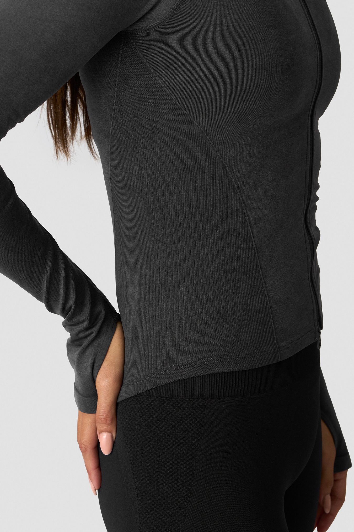 Sculpt Seamless 2-Way Zip LS Stone Wash Black - bild 4