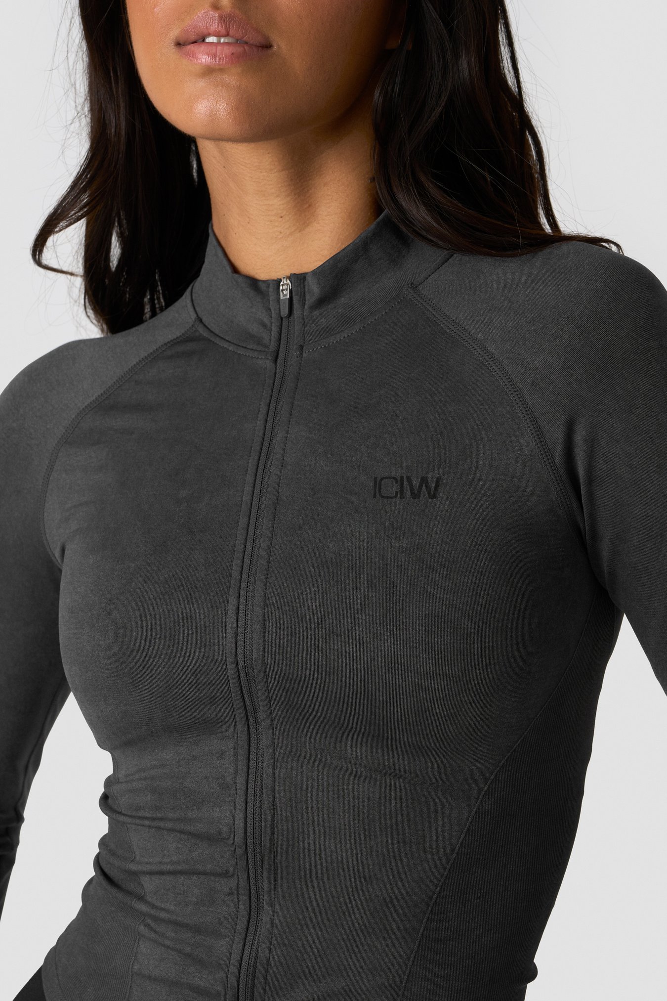 Sculpt Seamless 2-Way Zip LS Stone Wash Black - bild 3