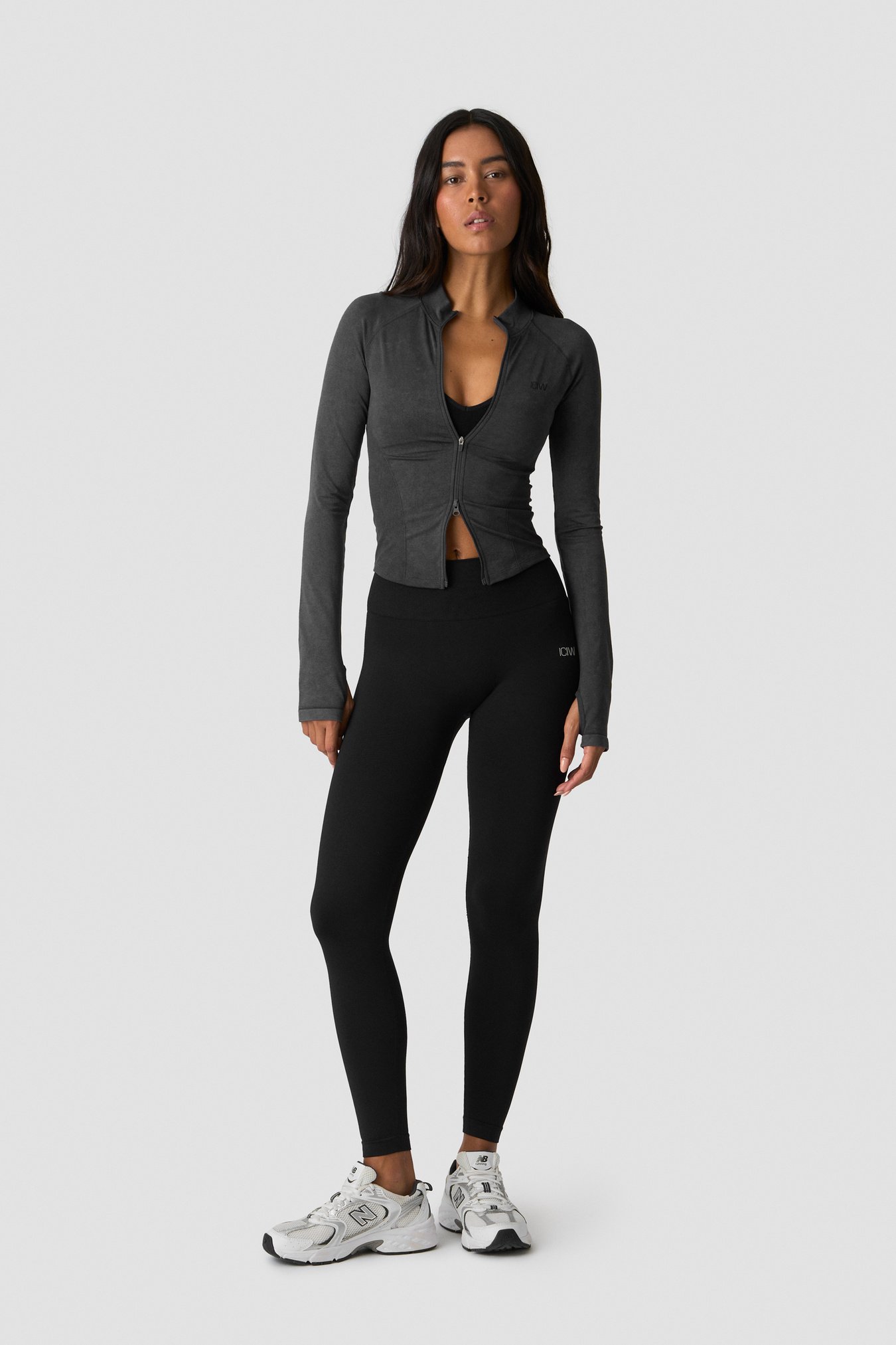 Sculpt Seamless 2-Way Zip LS Stone Wash Black - bild 5
