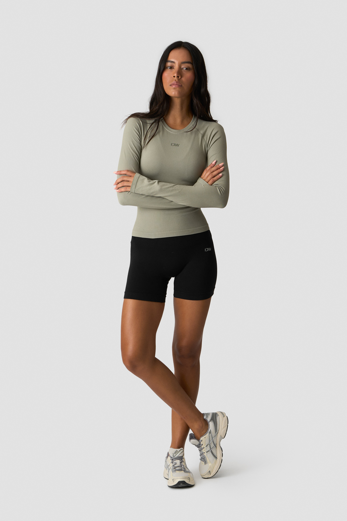 Sculpt Seamless Ribbed LS Light Khaki Green - image 3