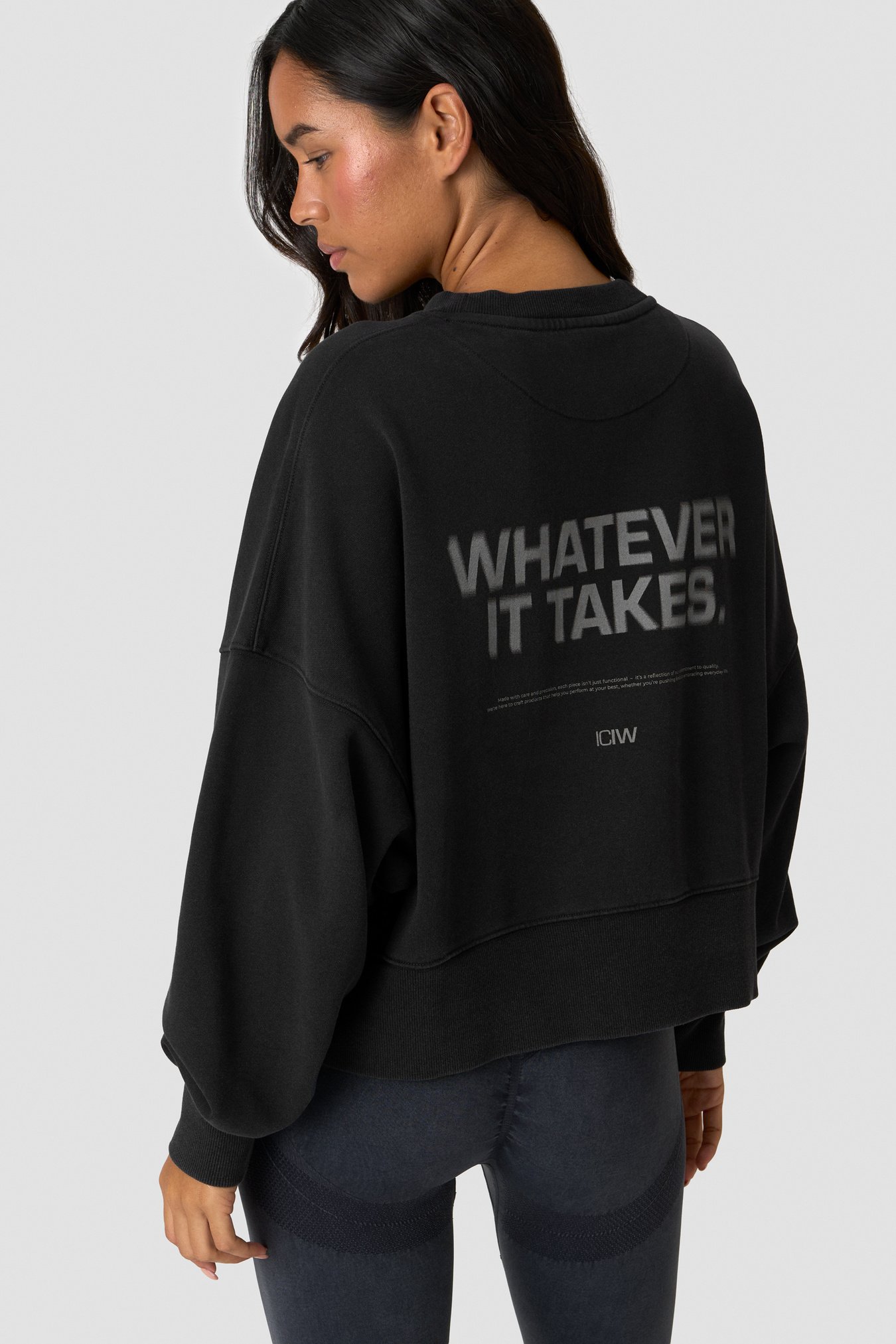 Essence Oversized Crew Print Stone Wash Black - bild 0