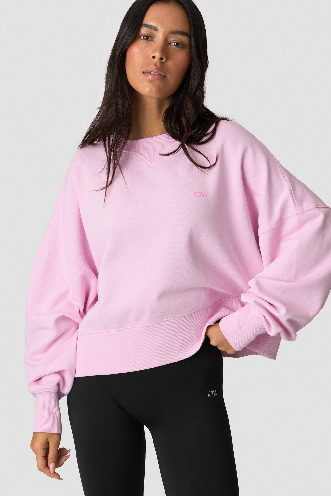 Essence Oversized Crew Print Stone Wash Pink - bild 1