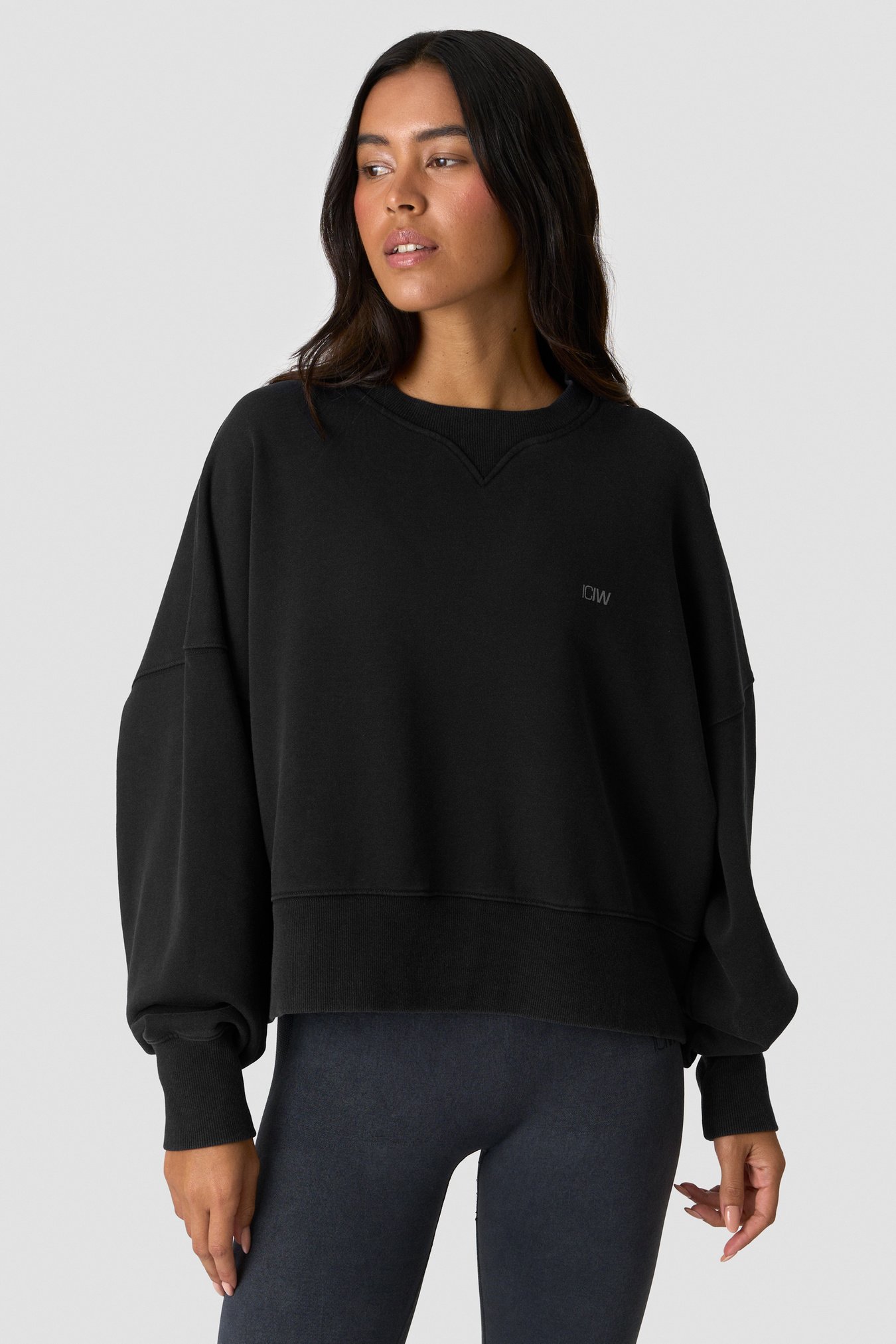 Essence Oversized Crew Print Stone Wash Black - bild 2