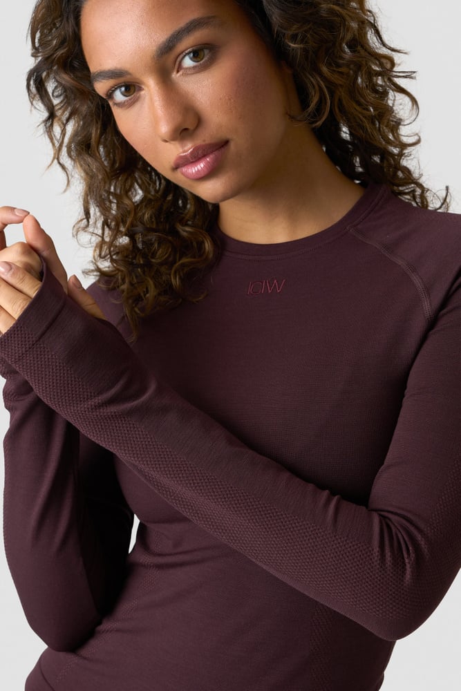 Define Wool Long Sleeve Dark Burgundy