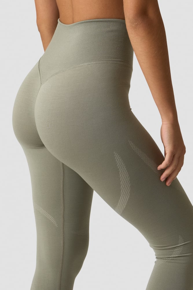 Define Wool V-shape Tights  Light Khaki Green