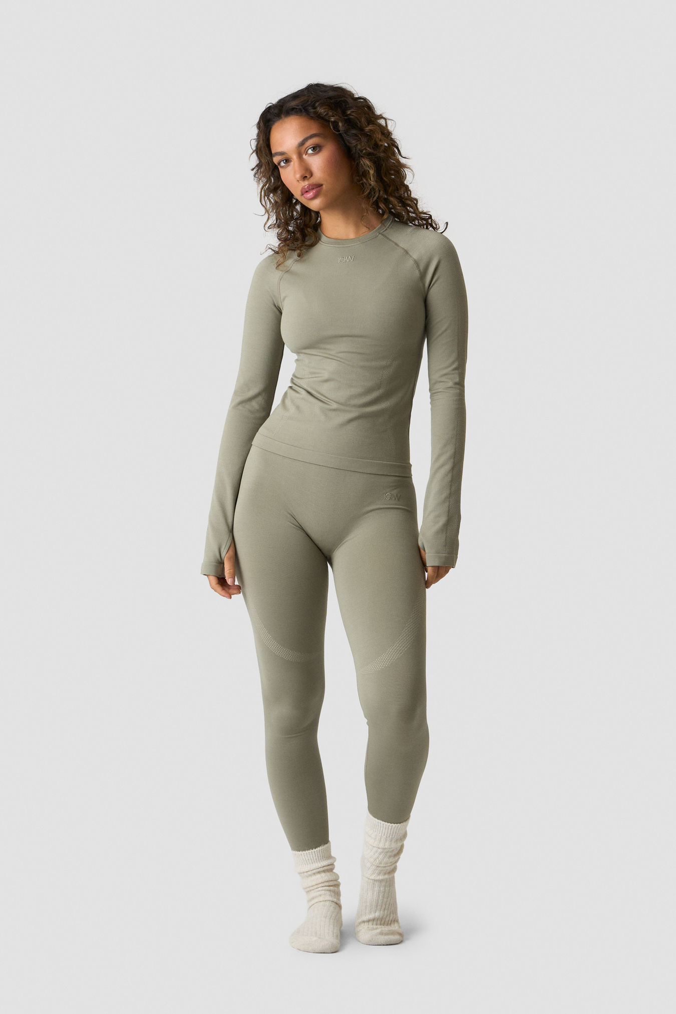Define Wool V-shape Tights  Light Khaki Green - image 6