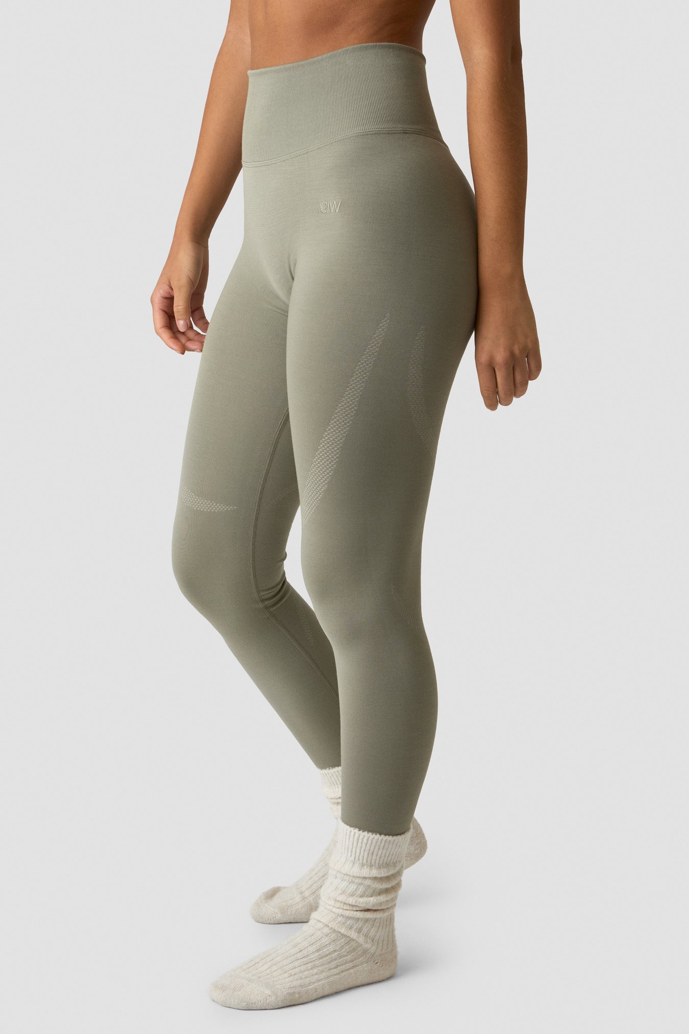 Define Wool V-shape Tights  Light Khaki Green - image 3