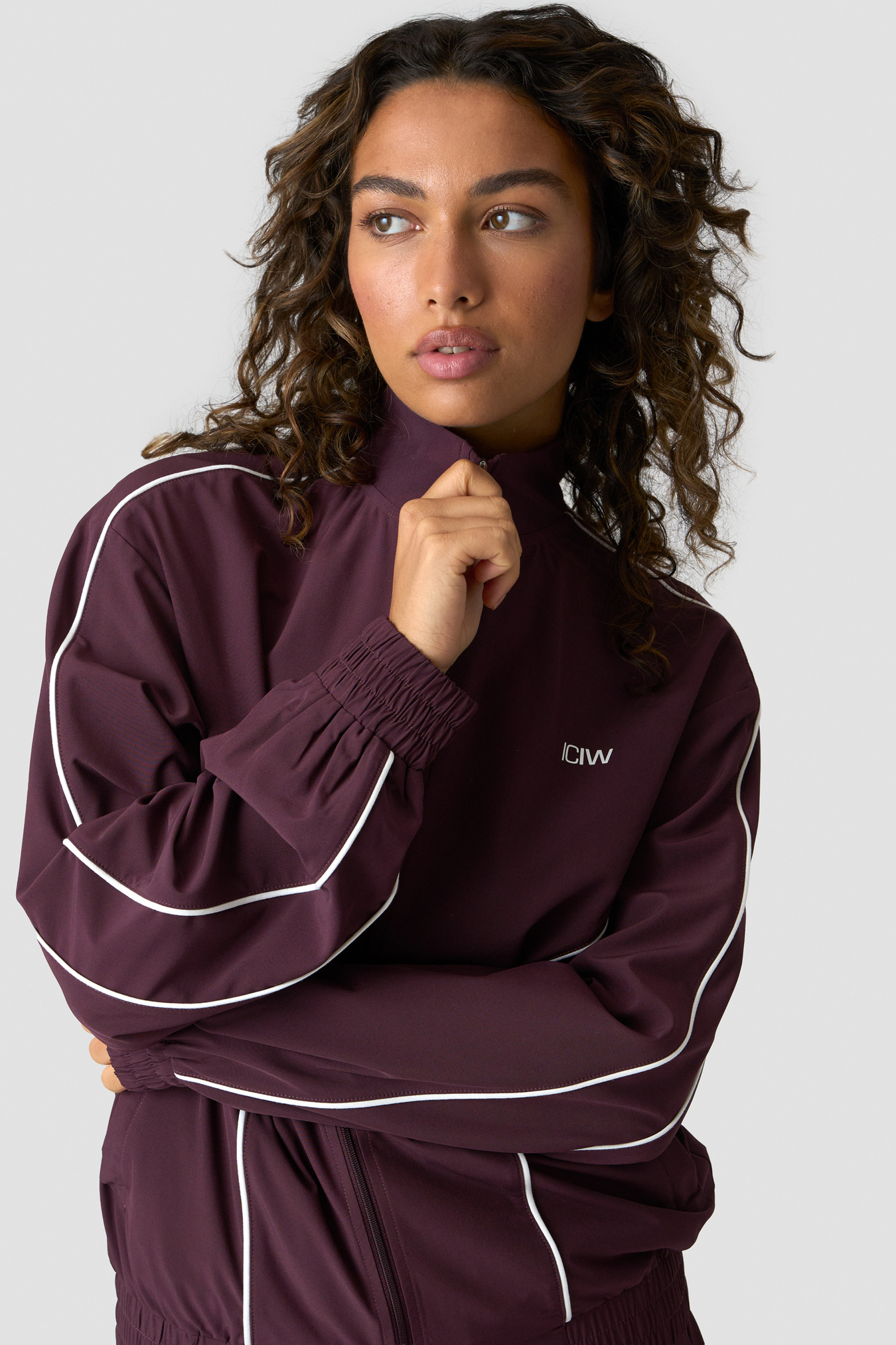 Contrast Track Jacket Dark Burgundy - image 5