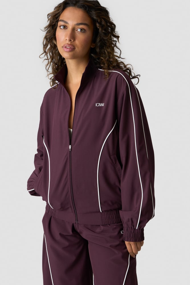 Contrast Track Jacket Dark Burgundy