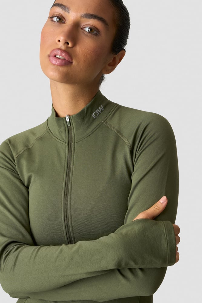 Define Thermal Seamless 1/2 Zip LS Dark Khaki Green