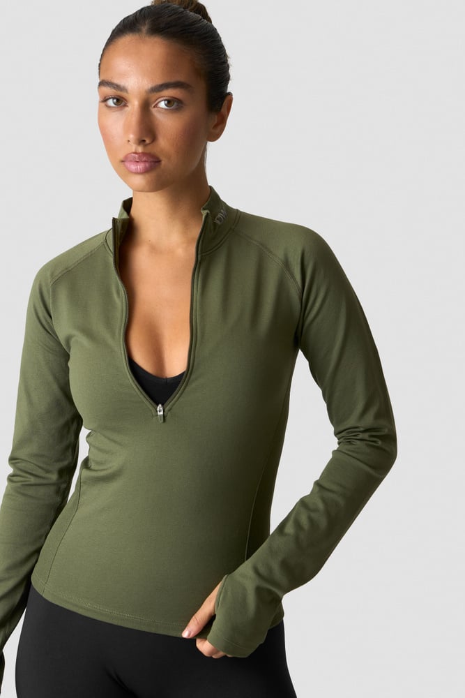 Define Thermal Seamless 1/2 Zip LS Dark Khaki Green