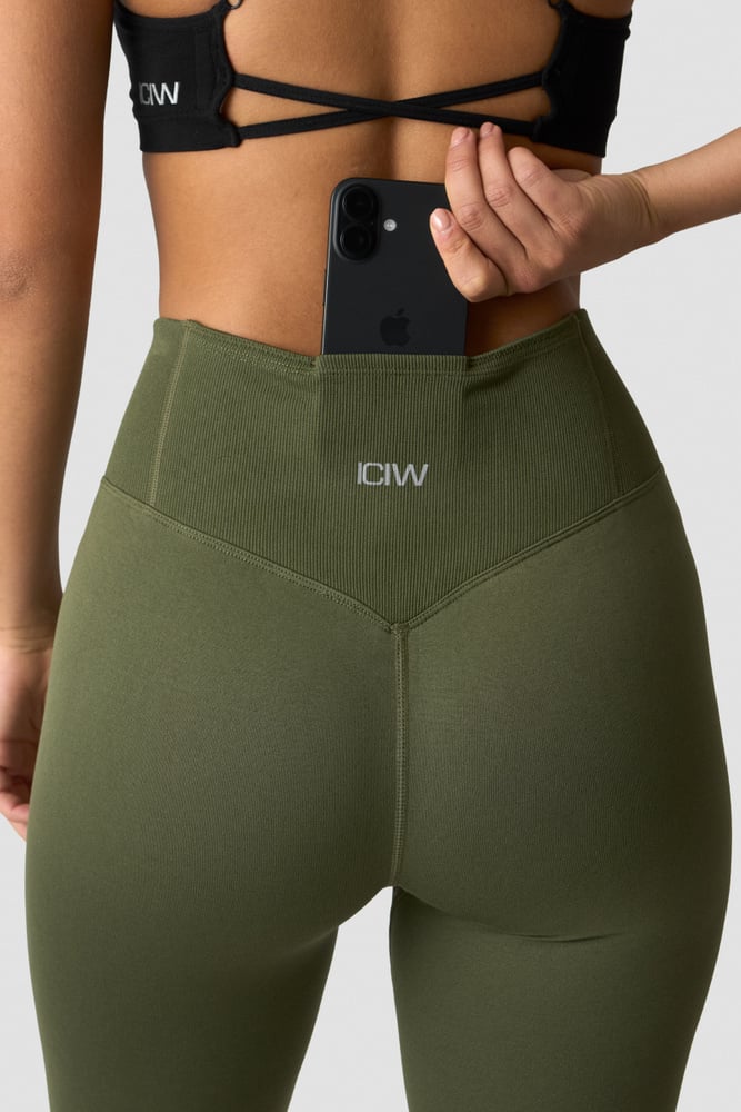 Define Thermal Seamless V-Shape Tights  Dark Khaki Green