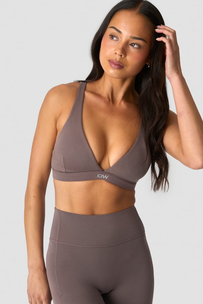 Luxe V-neck Sports Bra Dusty Brown