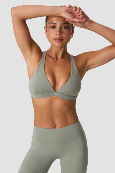 Luxe V-neck Sports Bra Dusty Sage Green - Green
