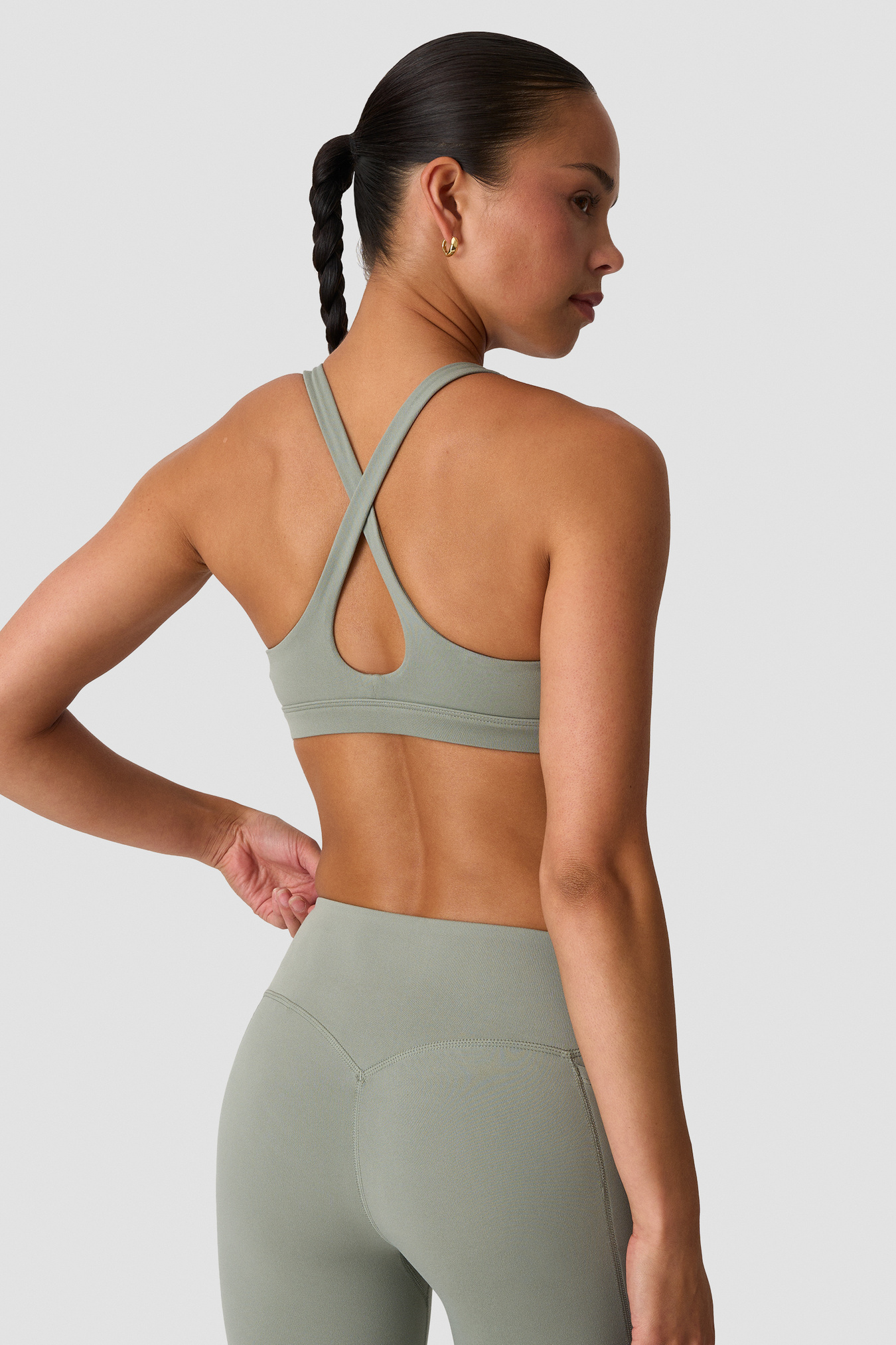 Luxe V-neck Sports Bra Dusty Sage Green - image 2
