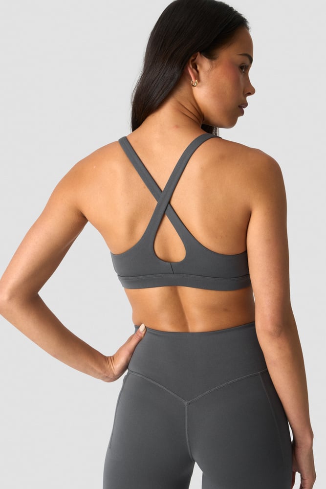 Luxe V-neck Sports Bra Charcoal Grey