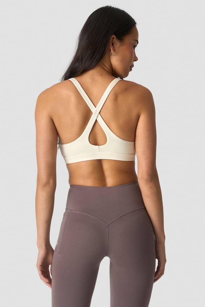 Luxe V-neck Sports Bra Cream