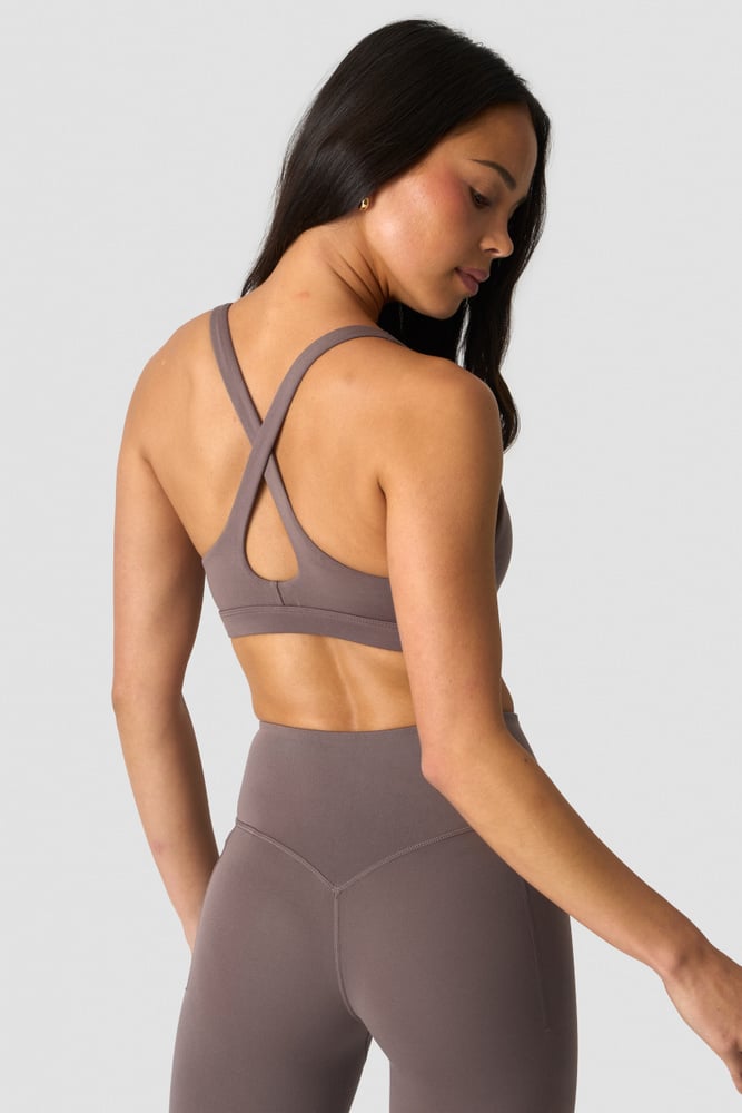 Luxe V-neck Sports Bra Dusty Brown
